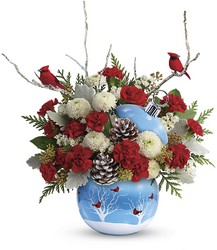 Teleflora's Cardinals In The Snow Ornament from Swindler and Sons Florists in Wilmington, OH